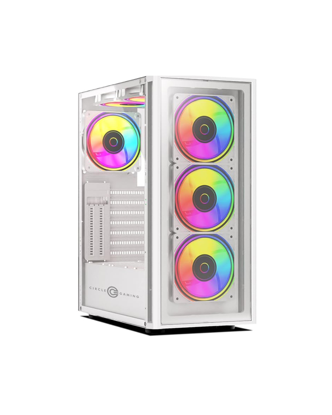 Circle Elegantor M3 Glass PC Gaming Case - White (M-ATX) | 4 ARGB Fans